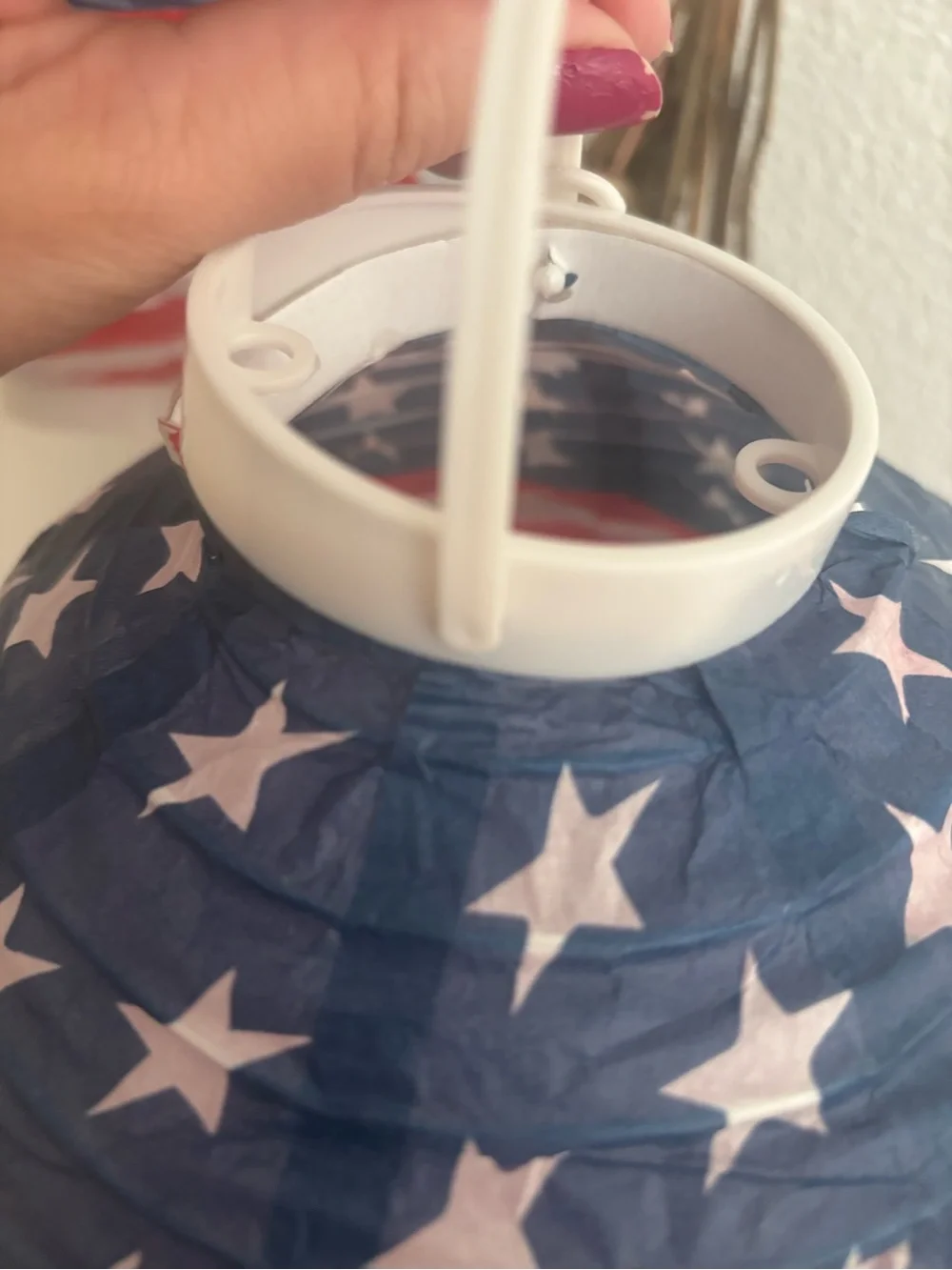 Patriotic Stars/Stripe Paper Lantern Hanging Battery Operated ONE Final Sale